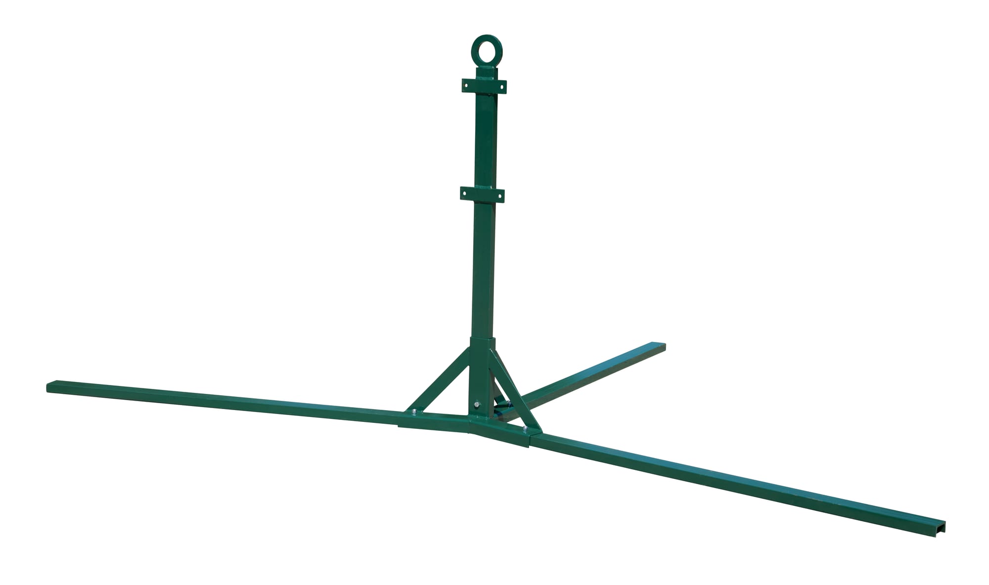 COS-25 cattle oiler stand green steel frame only, vertical post with cross-foot base and top mounting ring