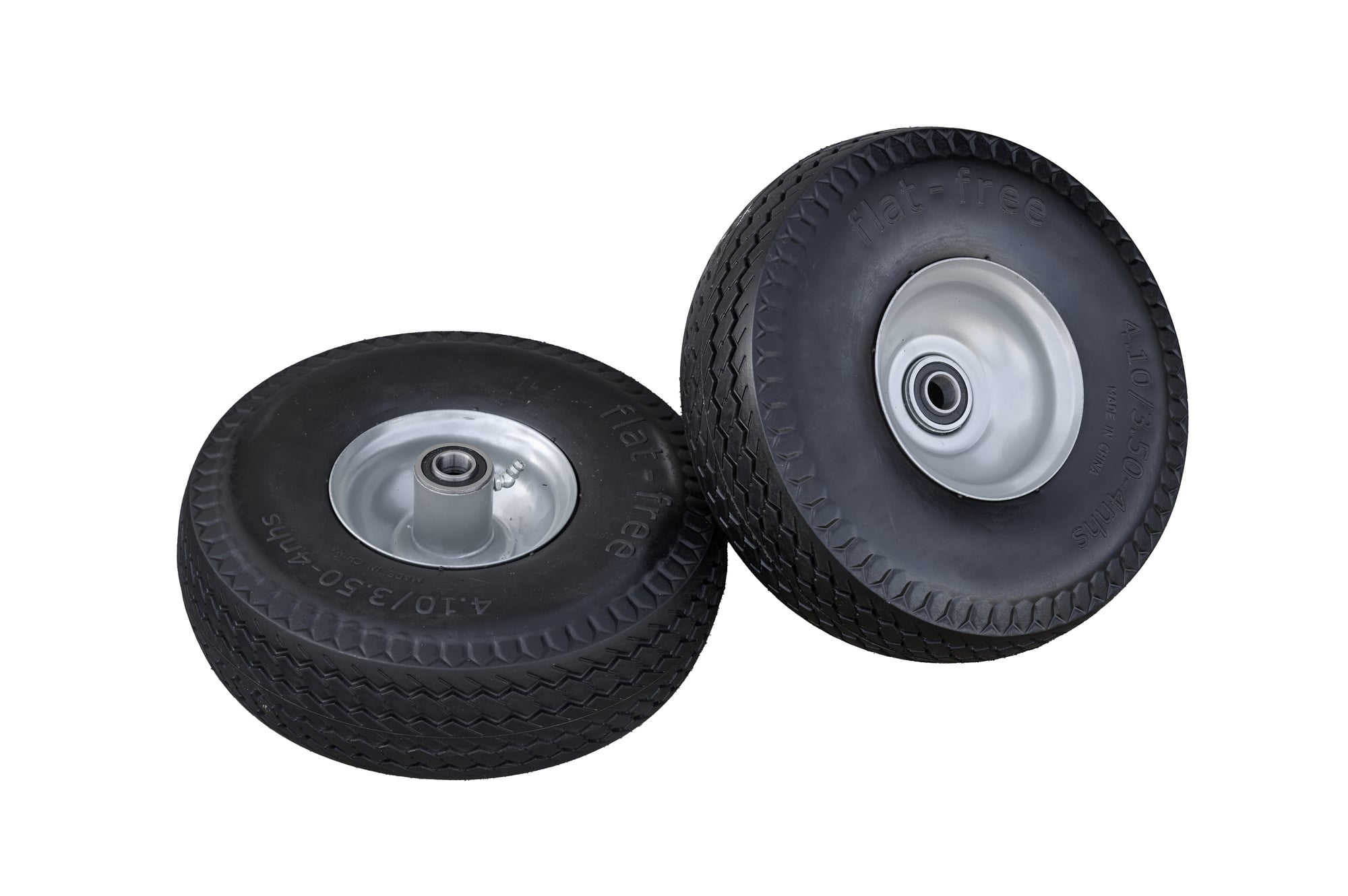 RW10 flat-free 10-inch wheel, 4.10/3.50-4 tyre with recessed hub